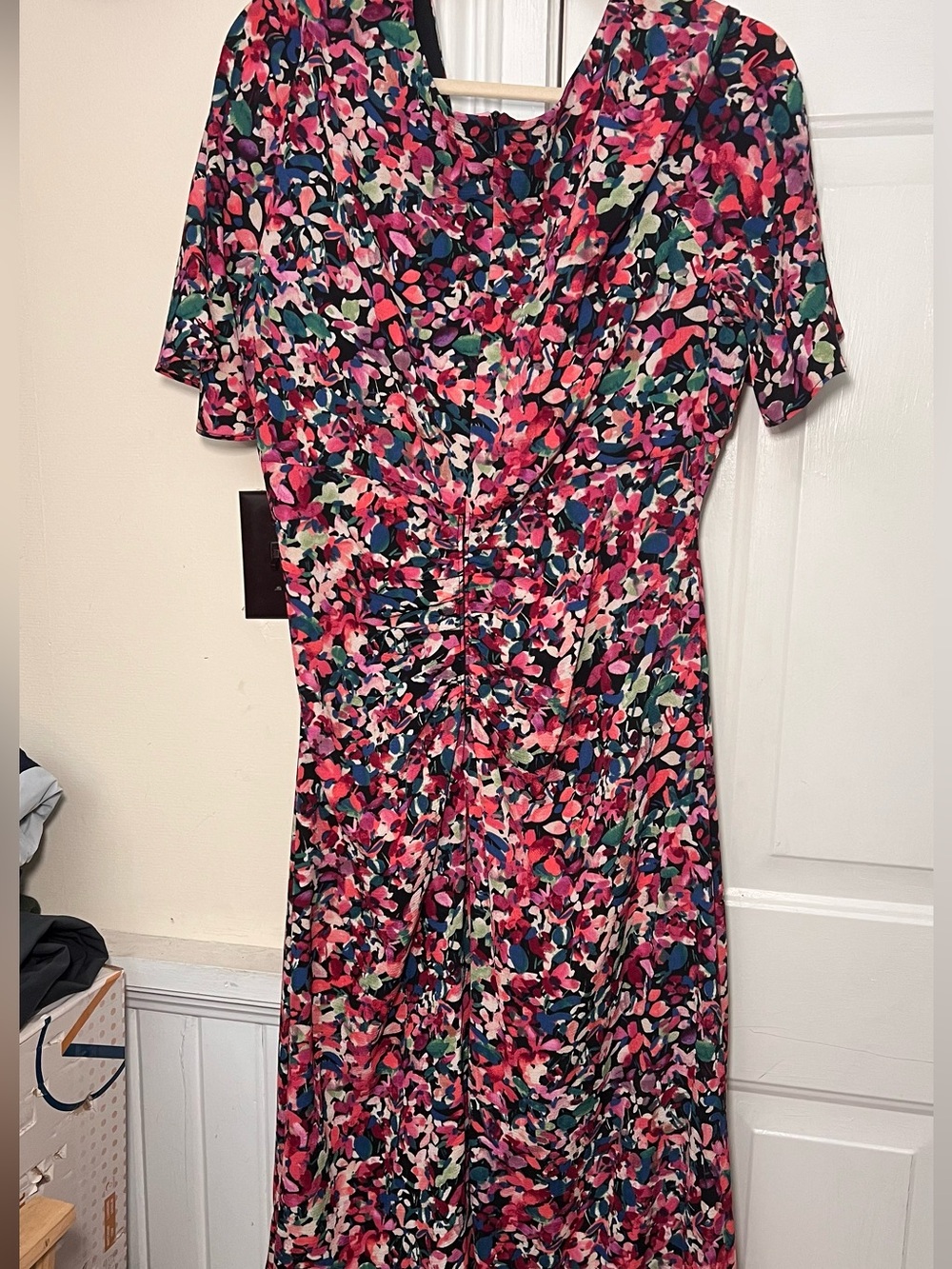 Floral Midi Dress in Pink and Green